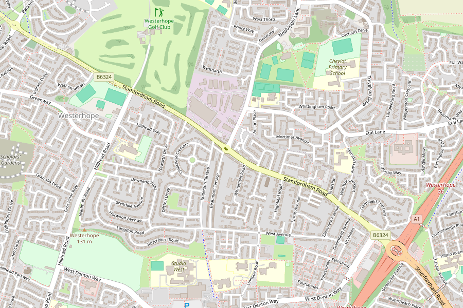 Map showing Stamfordham Road, Westerhope